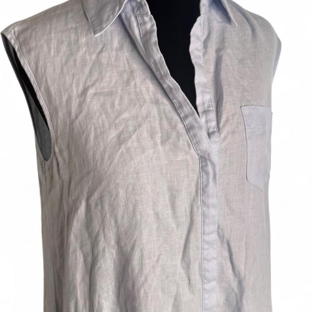 Max Mara Leisure Getto Sleeveless Linen Shirtdress Light Blue Drop Waist 8
